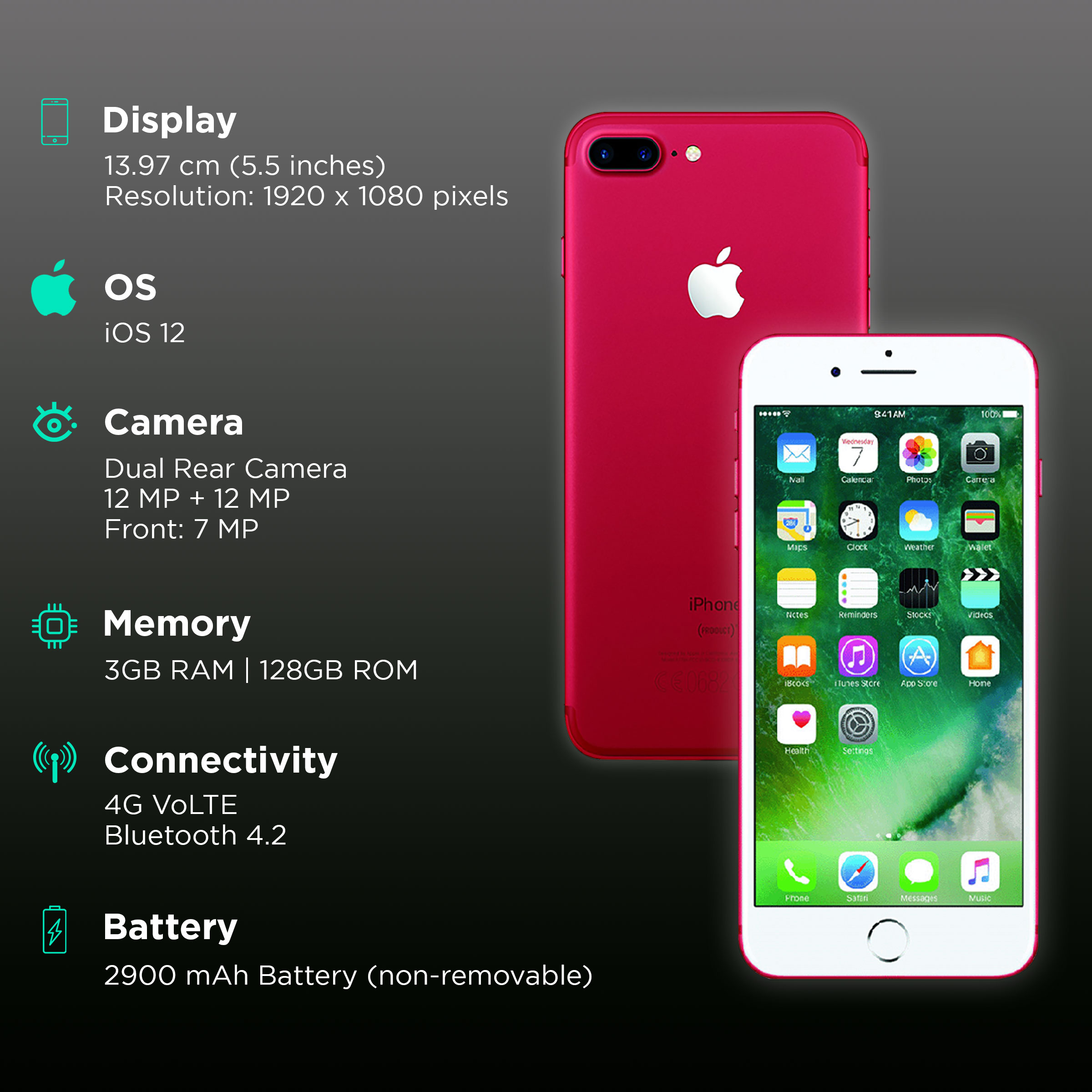 Buy Refurbished Apple Iphone 7 Plus 128gb Red Online Croma